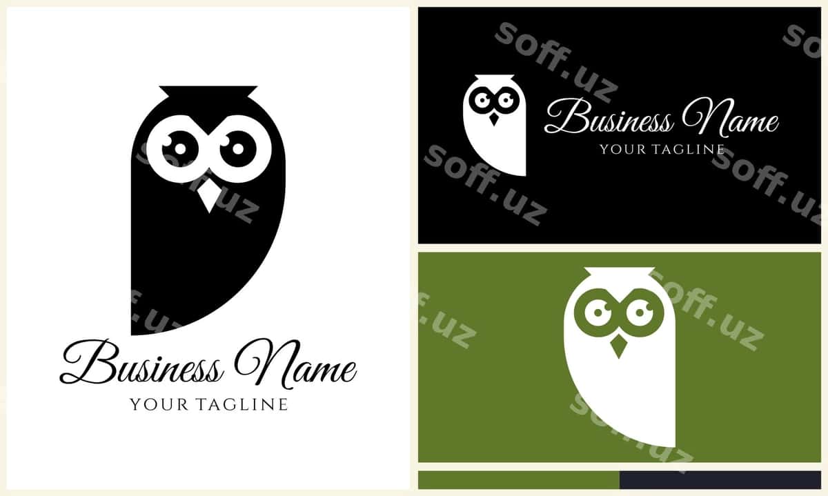 Siluet boyo'g'li qush logotipi shabloni | Silhouette owl bird logo template 1