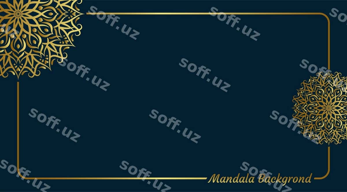 Oddiy mandala orqa fonda yashil oltin | Simple mandala background green gold 1