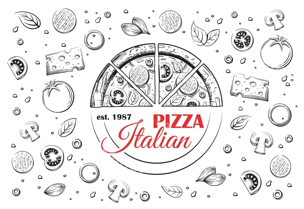 Italiya pitsasining logotipini chizib oling | Sketch italian pizza logo 1