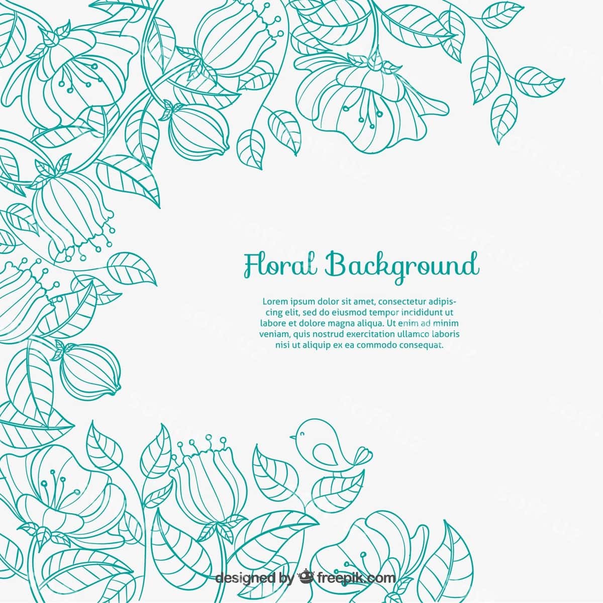 Chizilgan gulli fon | Sketchy floral background 1