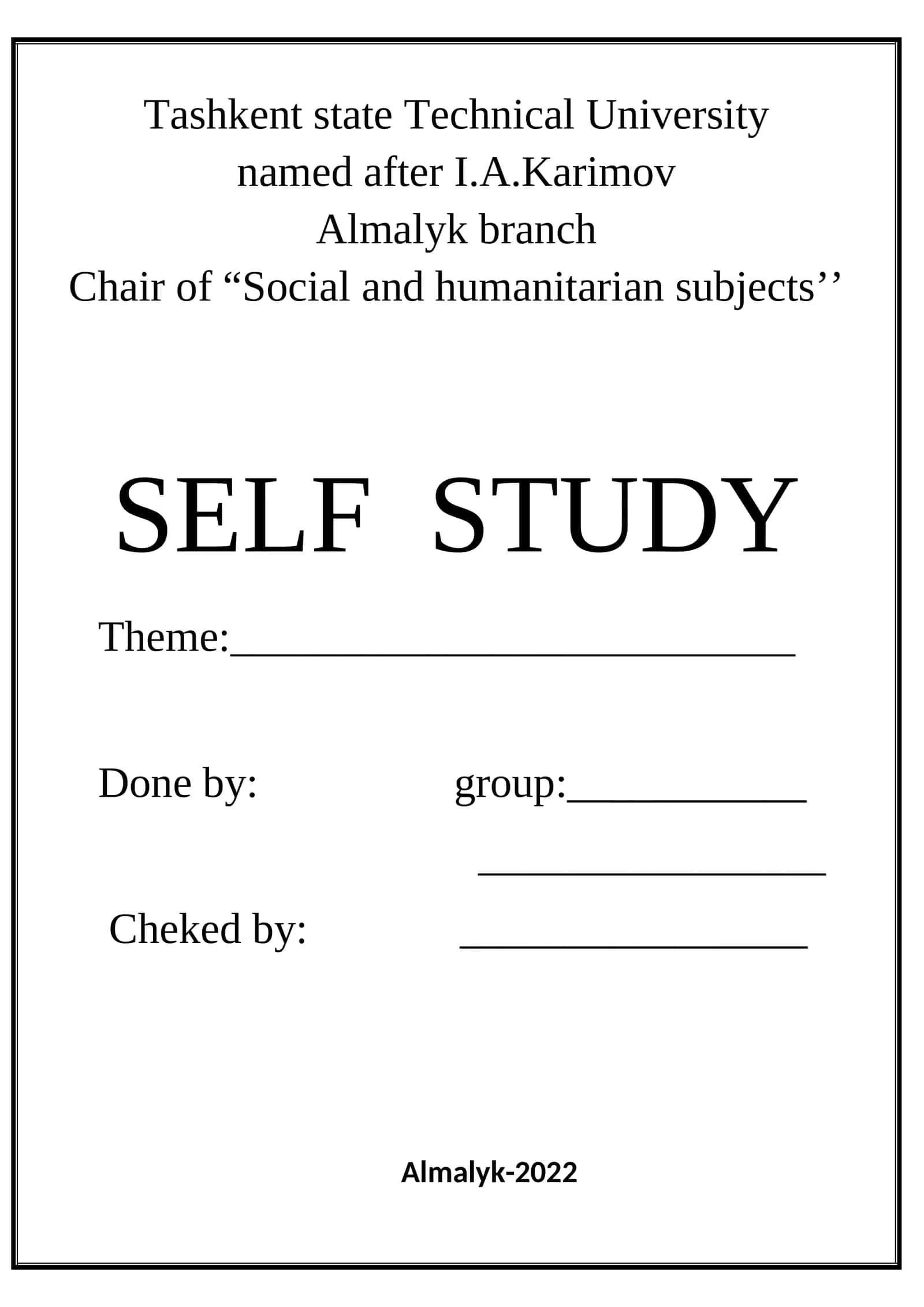 SELF STUDY 1