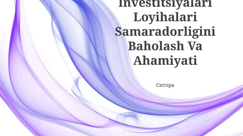 Investitsiyalari Loyihalari Samaradorligini Baholash Va Ahamiyati 1