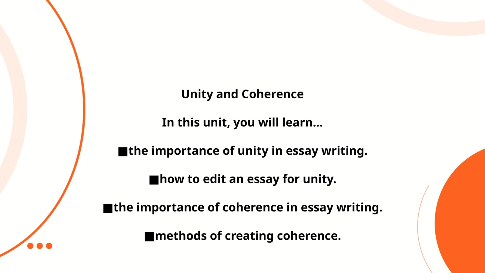 Unity and Coherence 1