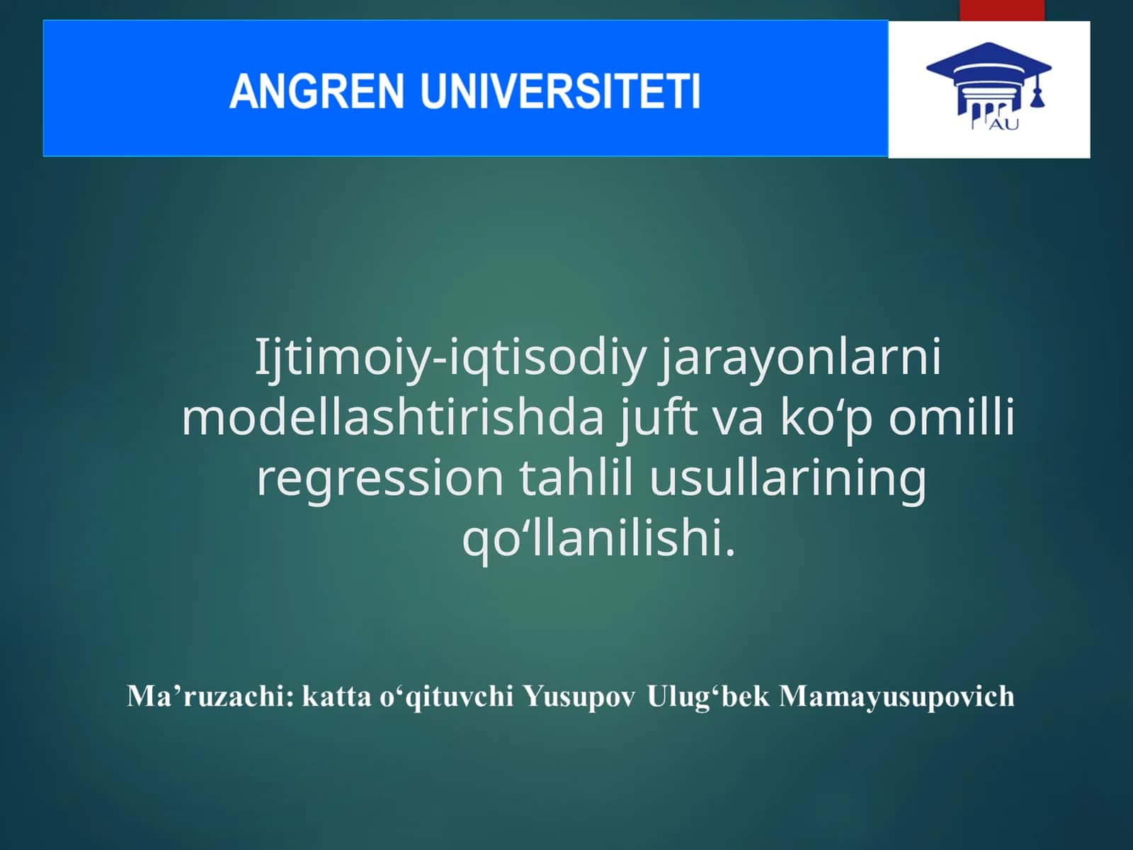 Ijtimoiy-iqtisodiy jarayonlarni modelleash 1