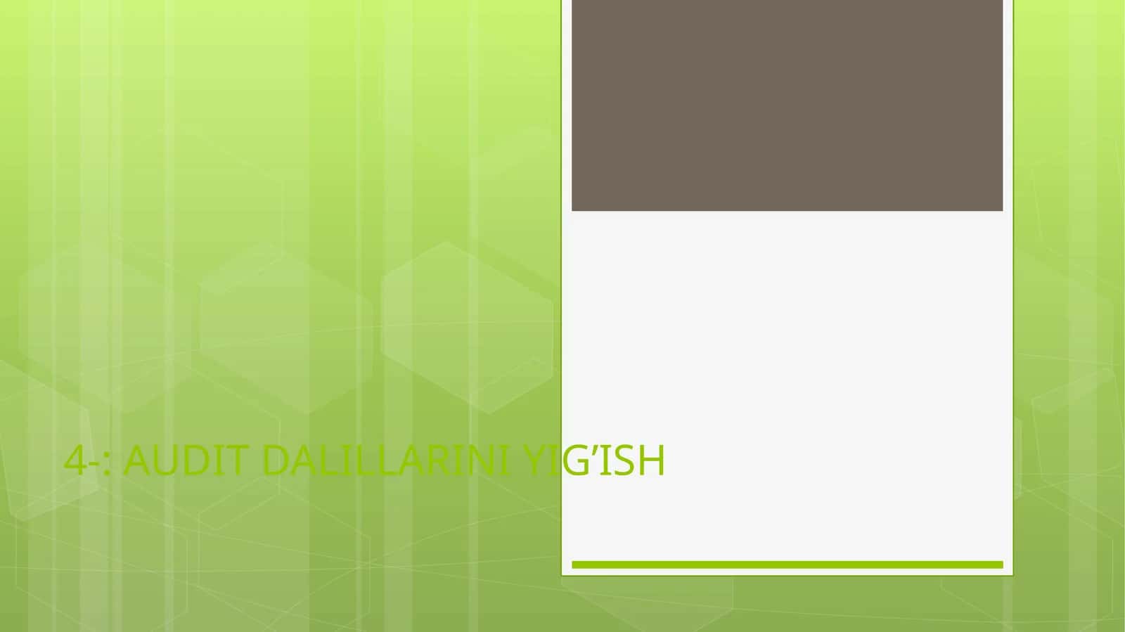 AUDIT DALILLARINI YIG’ISH 1