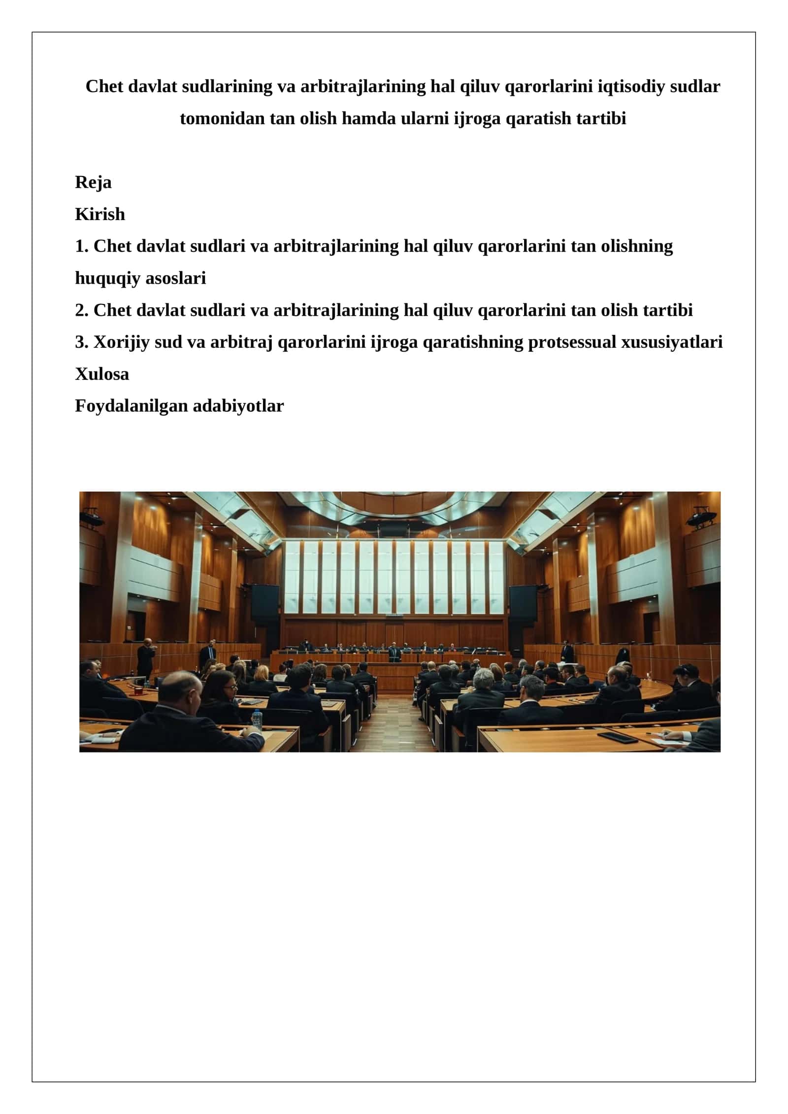 Chet davlat sudlarining va arbitrajlarining hal qiluv qarorlarini iqtisodiy sudlar tomo 1