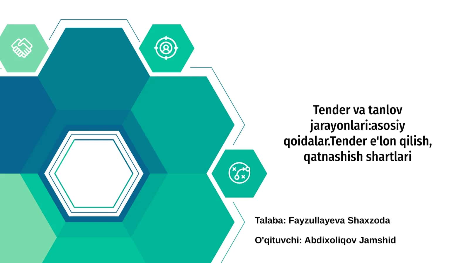 Tender va tanlov jarayonlari:asosiy qoidalar 1