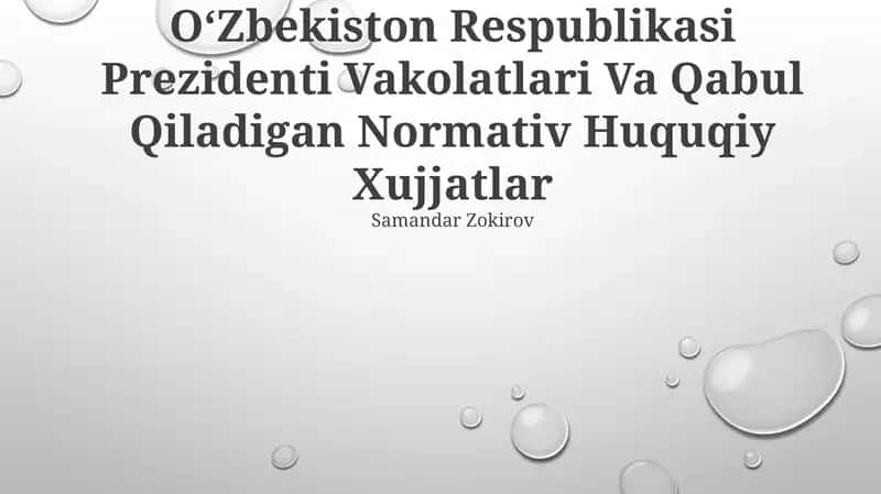 Vakolatlari Va Qabul Qiladigan Normativ Huquqiy Xujjatlar 1