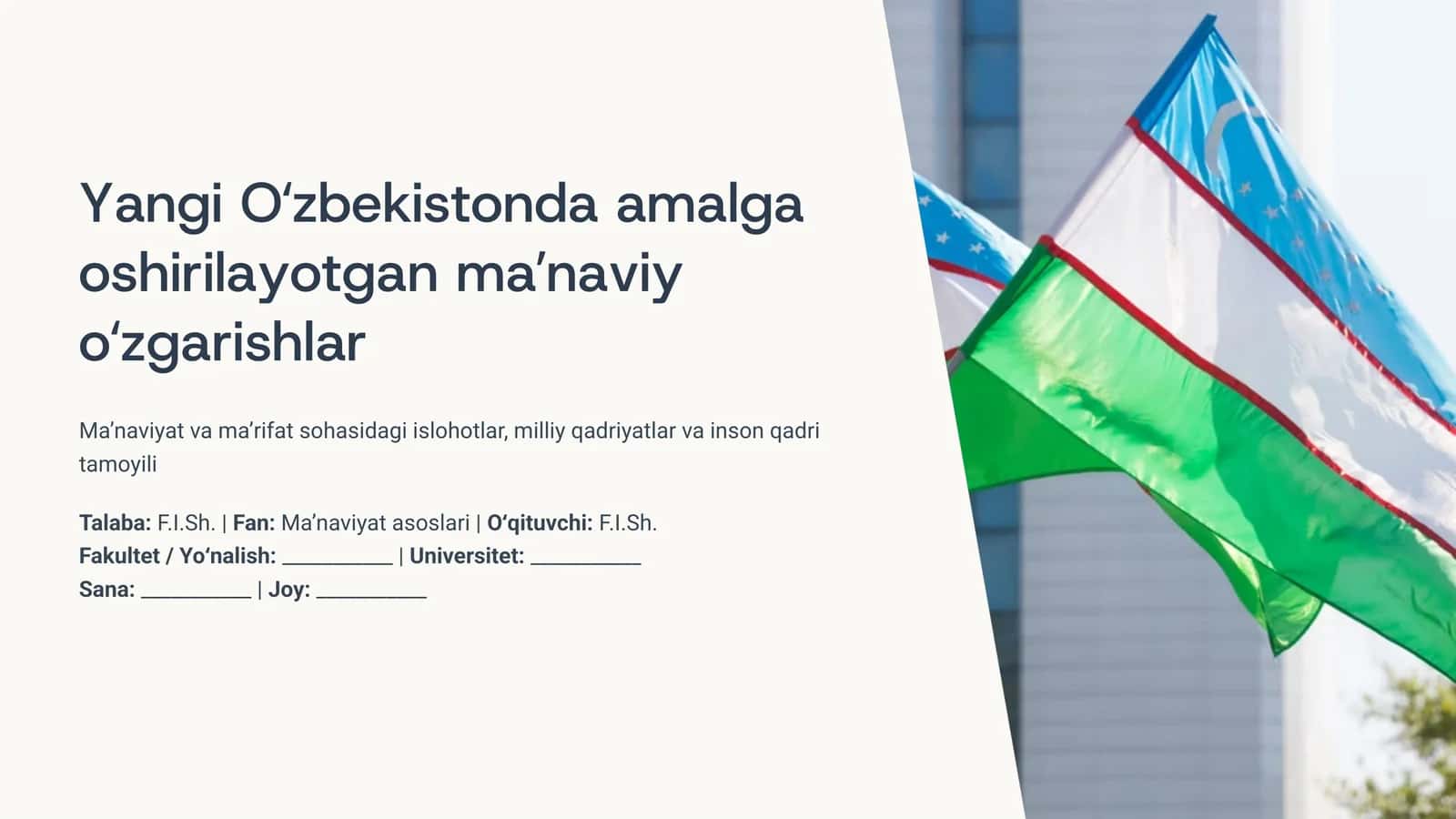 Yangi Oʻzbekistonda amalga oshirilayotgan maʼnaviy oʻzgarishlar 1