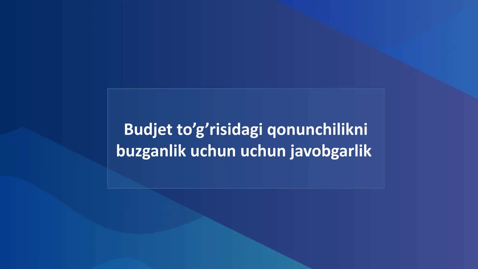 Budjet to’g’risidagi qonunchilikni buzganlik uchun uchun javobgarlik 1