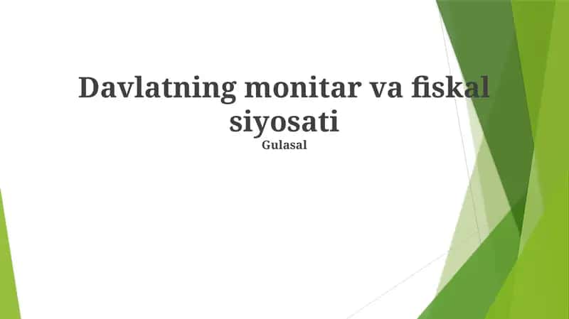 Davlatning monitar va fiskal siyosati 1