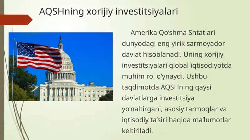 AQSHning xorijiy investitsiyalari 1