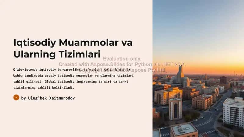 Iqtisodiy Muammolar va Ularning Tizimlari 1