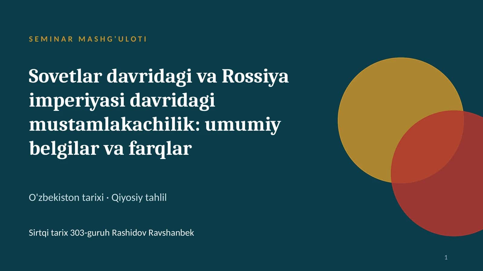 SEMINAR MASHG'ULOTI 1