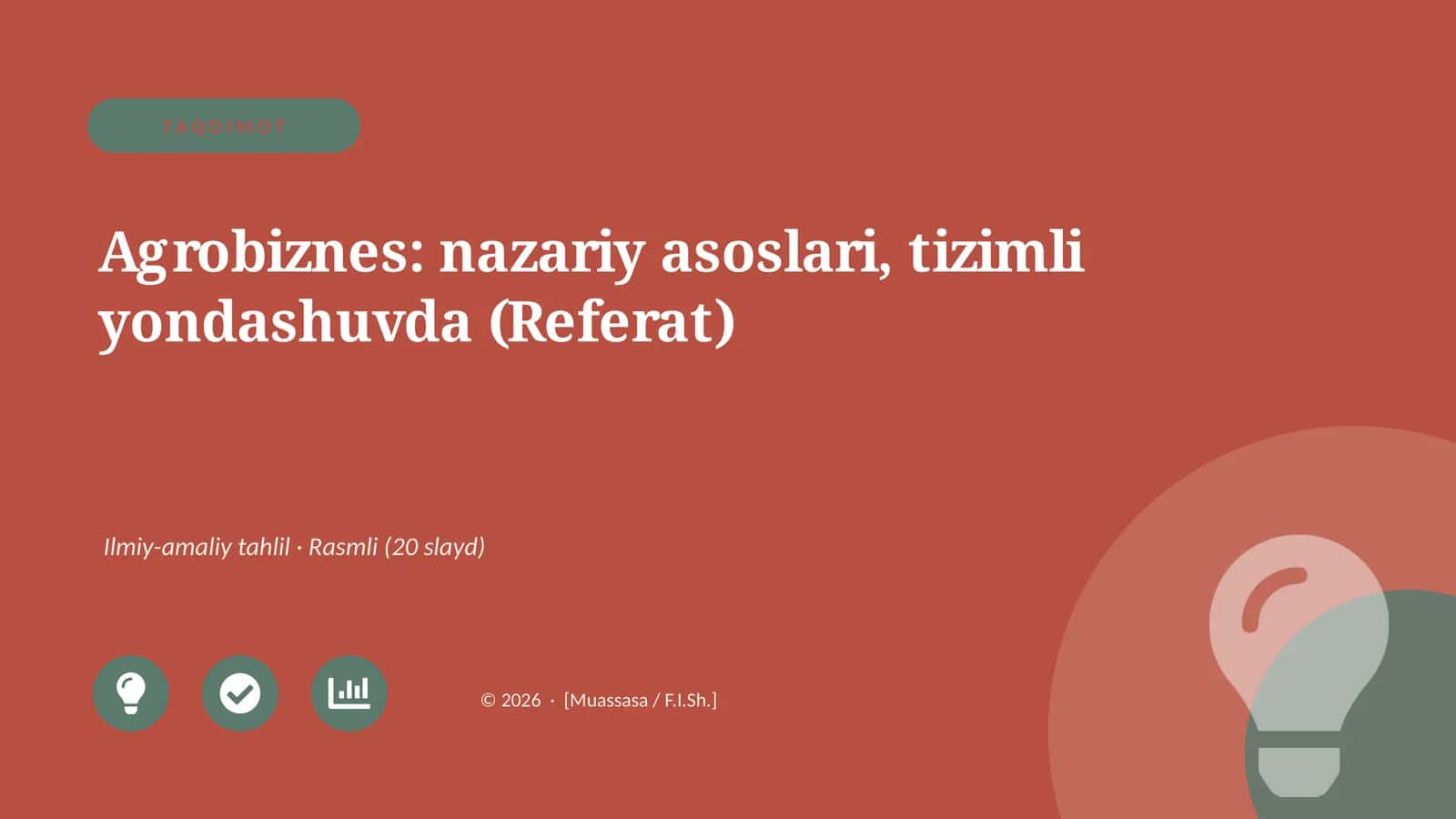 Agrobiznes: nazariy asoslari, tizimli yondashuvda (Referat) 1