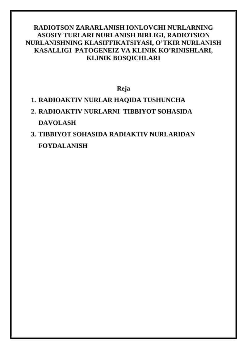 RADIOAKTIV NURLAR HAQIDA TUSHUNCHA 1