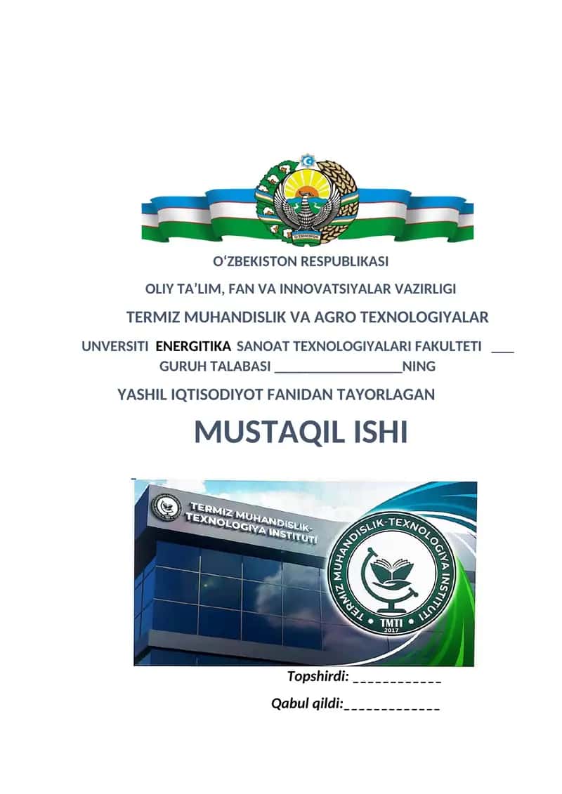 Yashil  iqtisodiyotni tavsivlovchi ko’rsatkichlar mohiyati 1