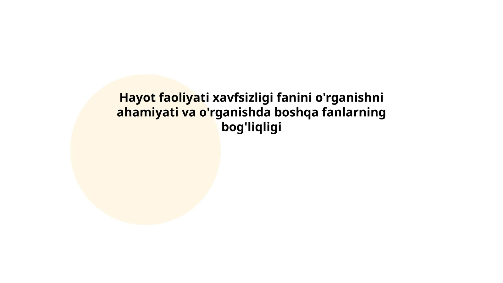 Hayot faoliyati xavfsizligi fanining umumiy tushunchasi 1