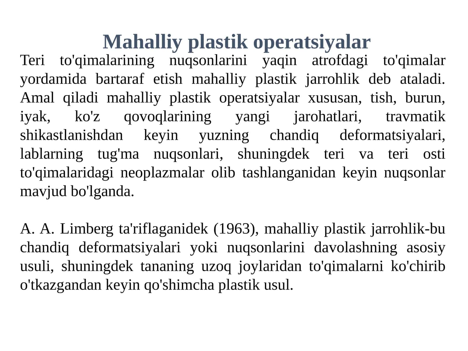 Mahalliy plastik jarrohlik 1