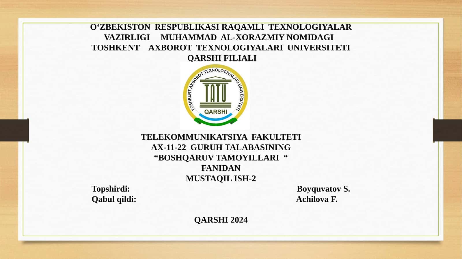 Boshqaruvda axborot va kommunikatsion jarayonlar 1
