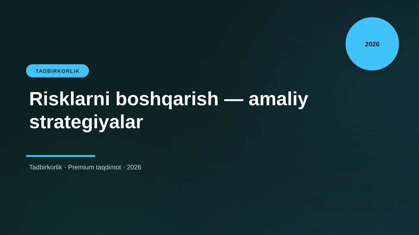 Risklarni boshqarish — amaliy strategiyalar 1
