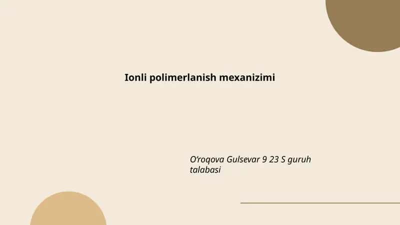 Ionli polimerlanish mexanizimi 1