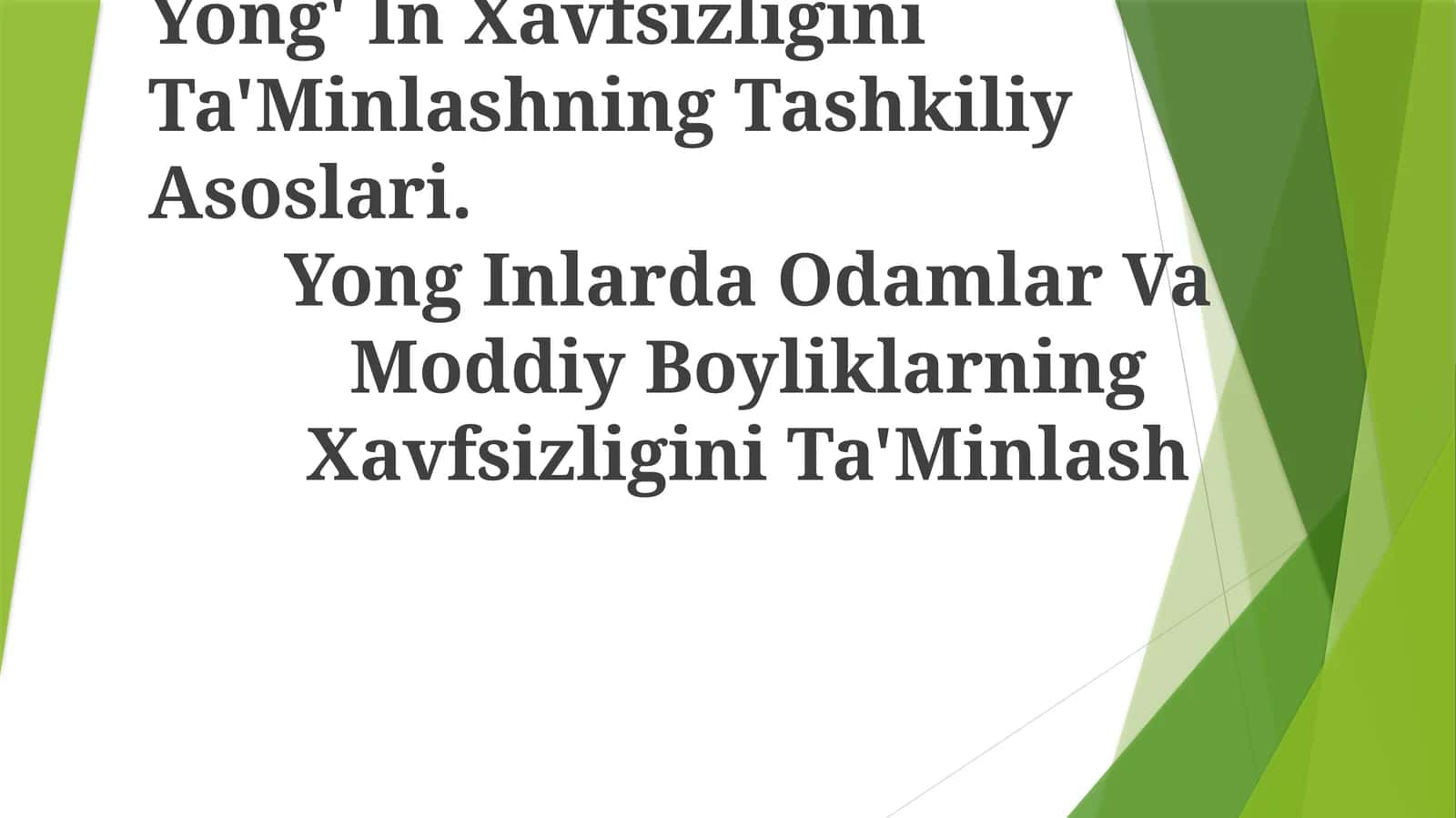 Yong' In Xavfsizligini Ta'Minlashning Tashkiliy Asoslari 1