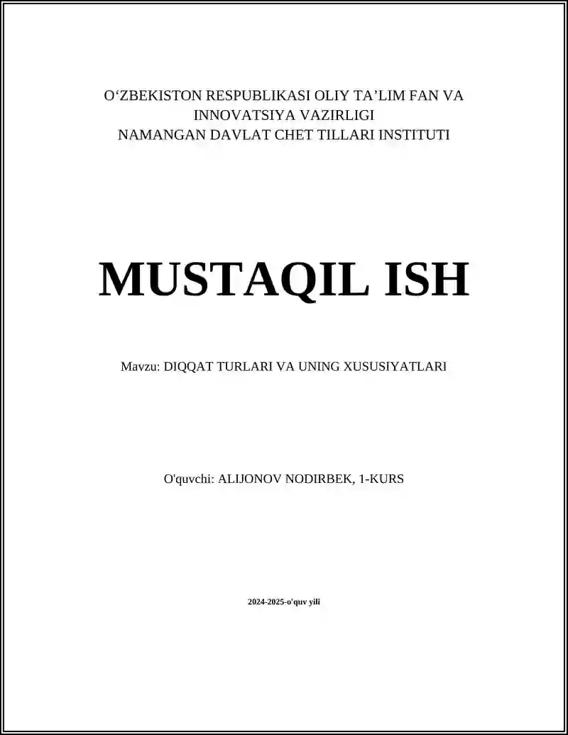 Diqqat Turlari va Uning Xususiyatlari