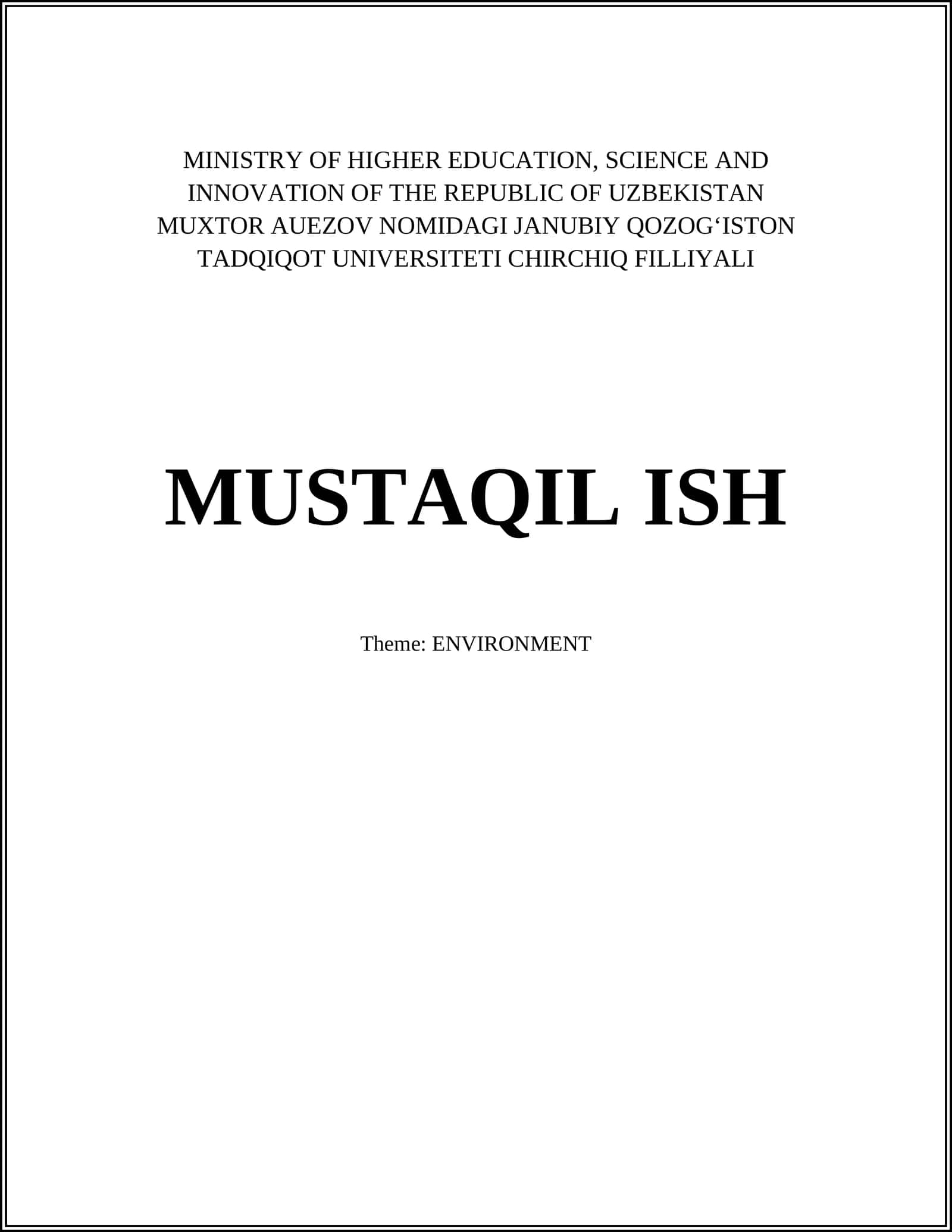 MUSTAQIL ISH: Climate Change 1
