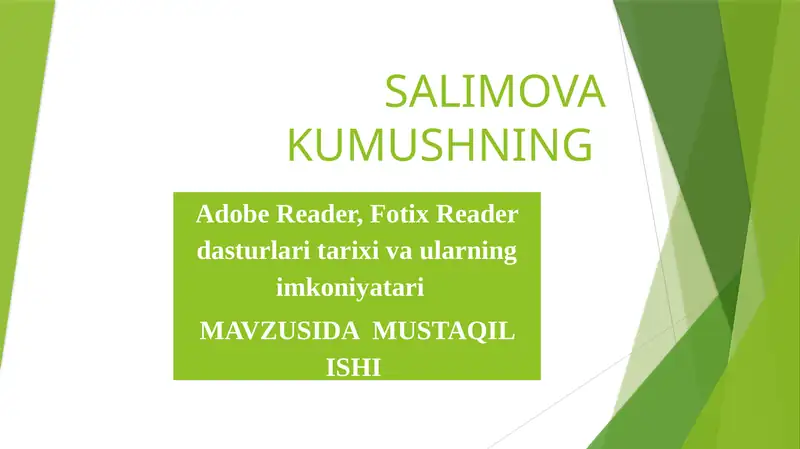 Adobe Reader va Fotix Reader dasturlari tarixi 1