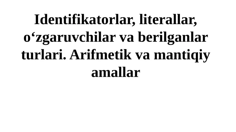 Operatorlar va ma'lumot turlari 1