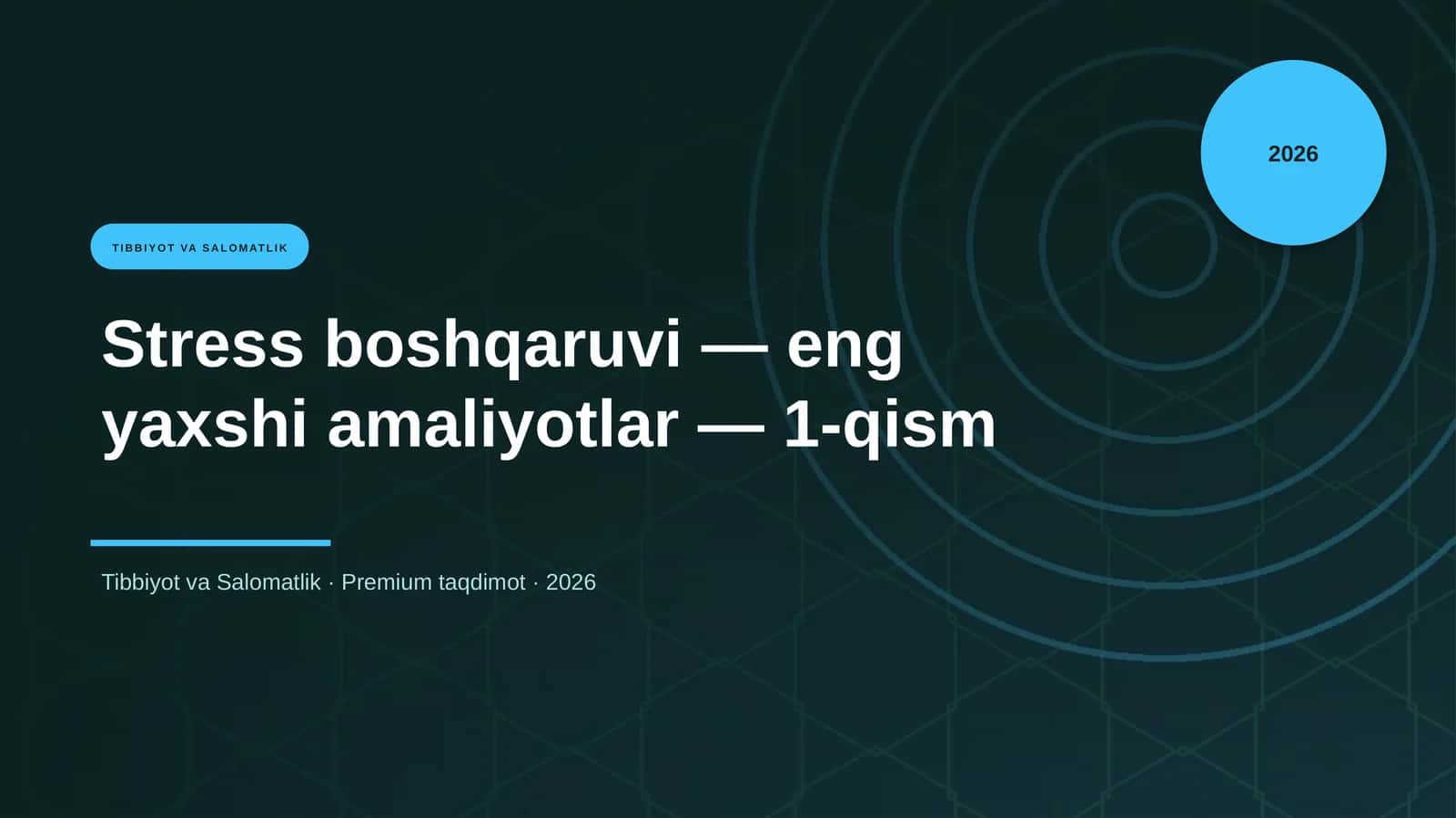 Stress boshqaruvi — eng yaxshi amaliyotlar — 1-qism 1