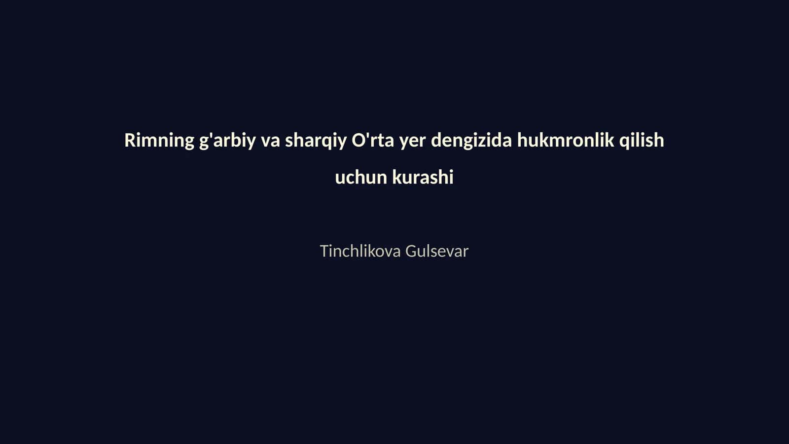 Rimning g'arbiy va sharqiy O'rta yer dengizida hukmronlik qilish uchun kurashi 1