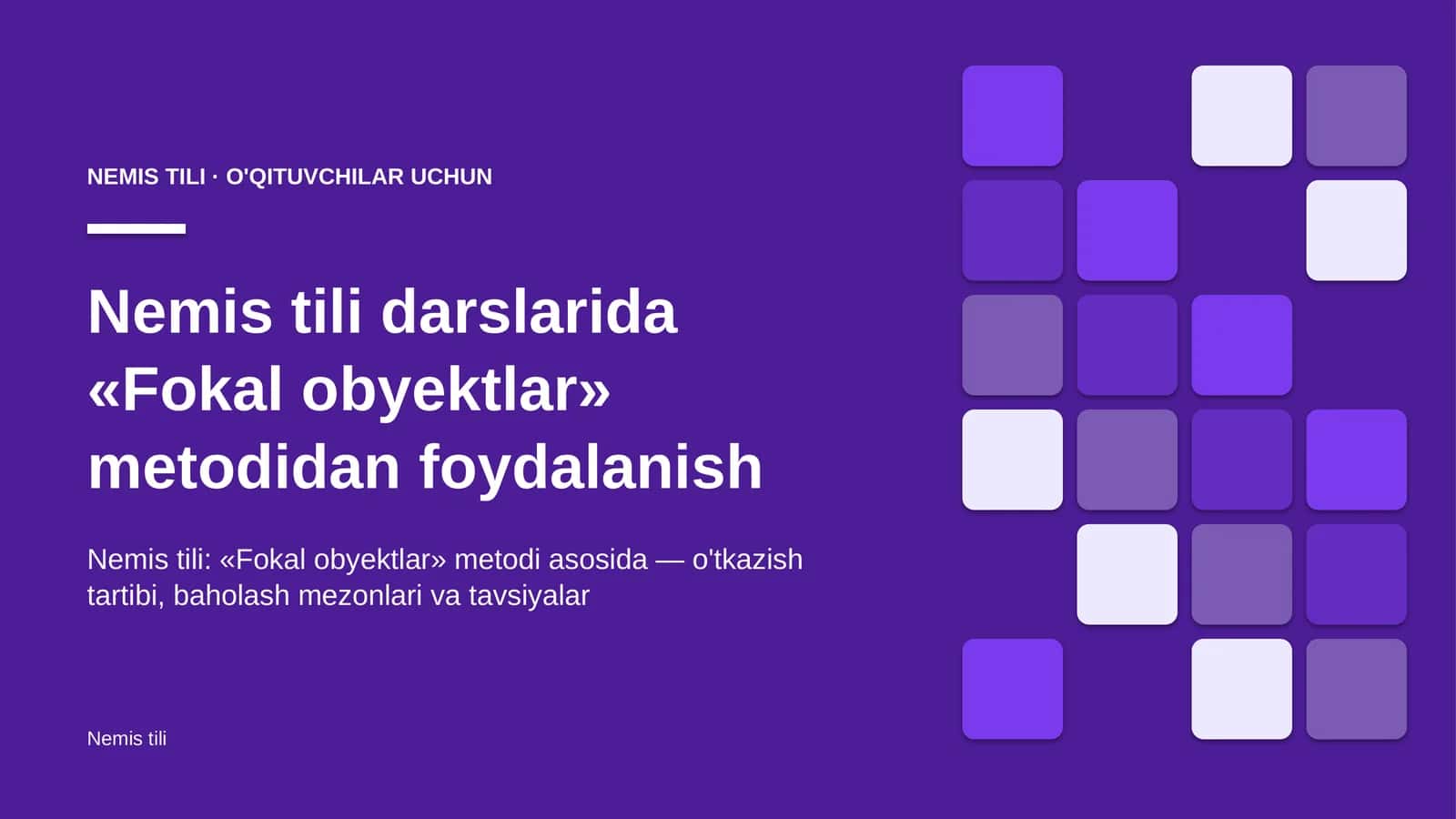 nemis tili darslarida fokal obyektlar metodidan foydalanish 8519 1