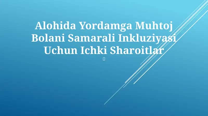 Alohida Yordamga Muhtoj Bolani Samarali Inkluziyasi Uchun Ichki Sharoitlar 1