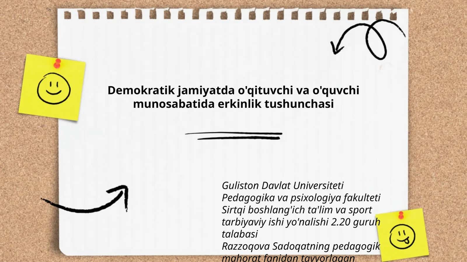 Razzoqova Sadoqatning pedagogik mahorat fanidan tayyorlagan taqdimoti 1