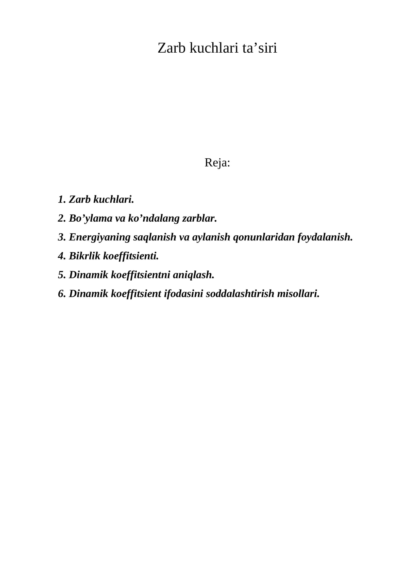Zаrb kuchlаri tа’siri 1