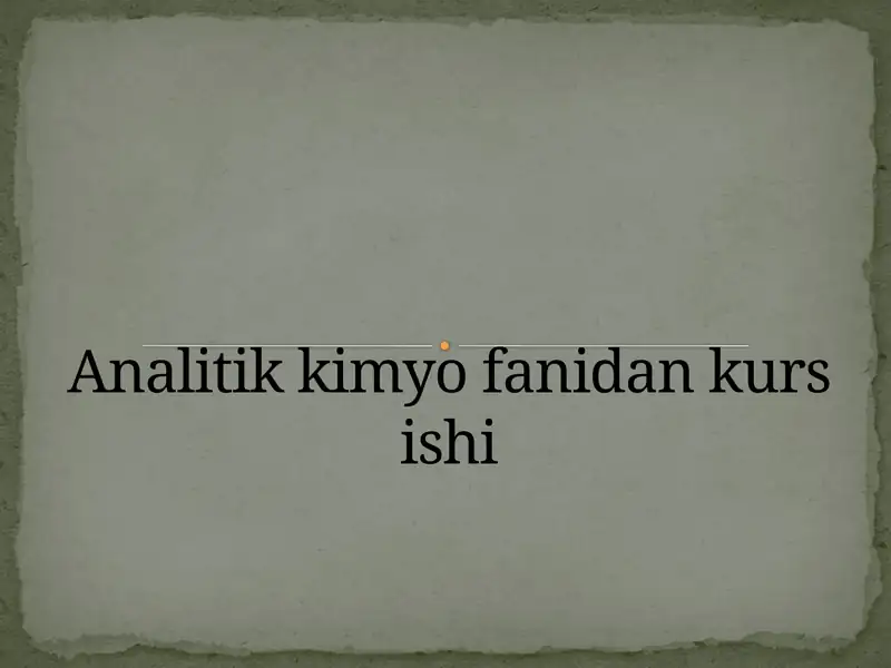 Analitikkimyofanidankursishi 1