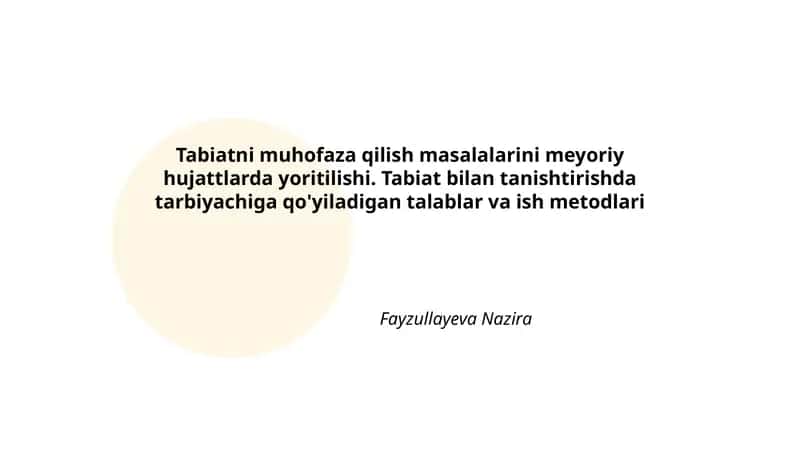 Tabiatni muhofaza qilish masalalarini meyoriy hujattlarda yoritilishi 1