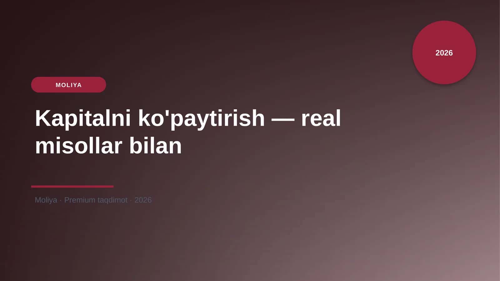 Kapitalni ko'paytirish — real misollar bilan 1