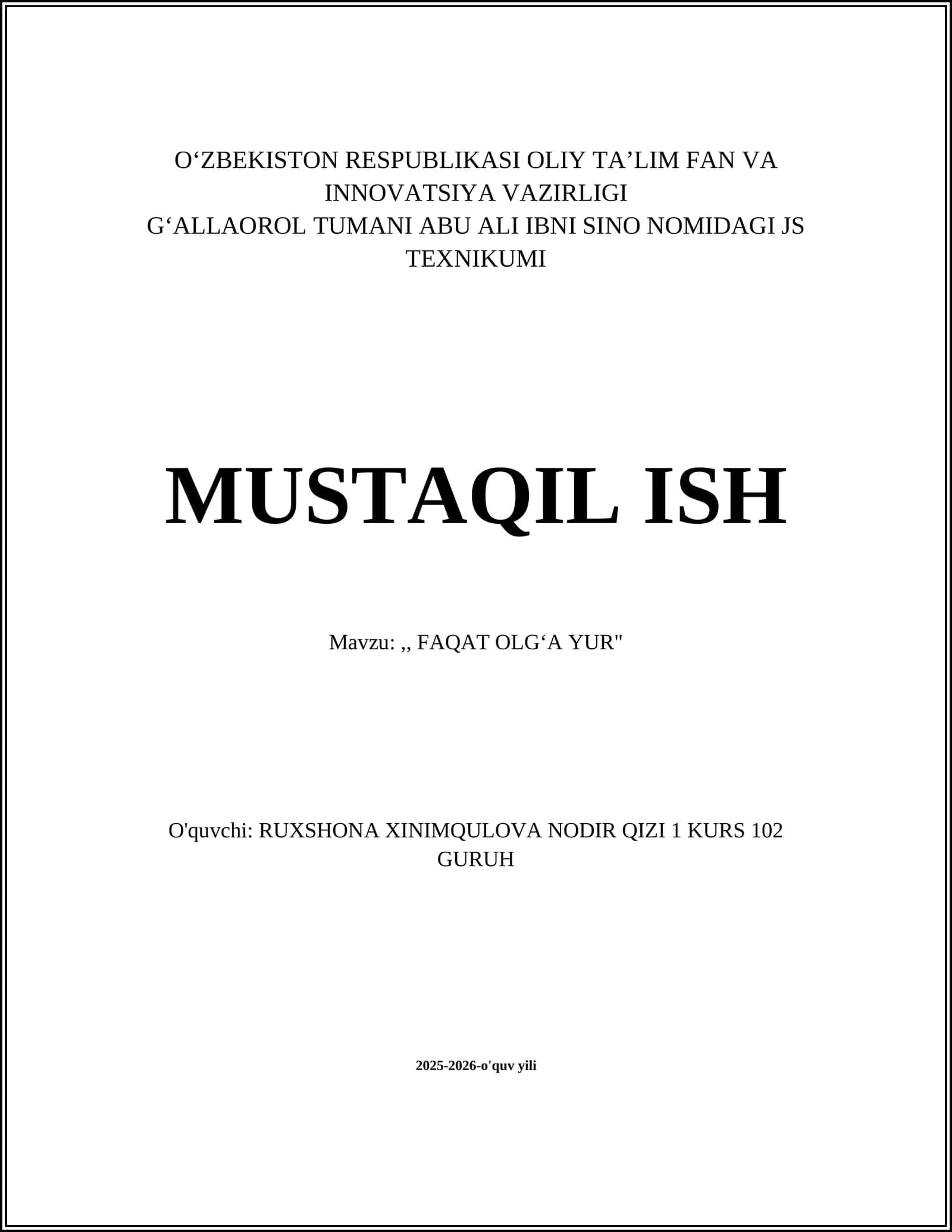 "Faqat Olgʻa Yur" 1