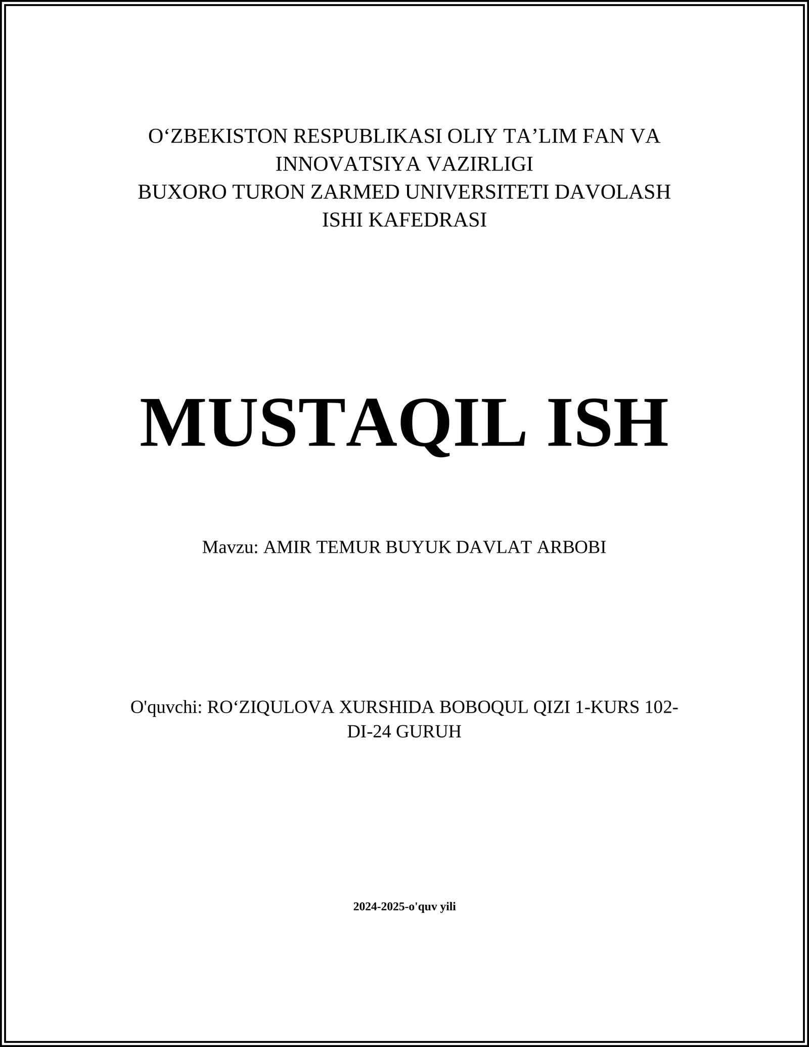AMIR TEMUR BUYUK DAVLAT ARBOBI 1