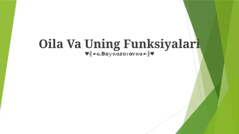 Oila Va Uning Funksiyalari 1
