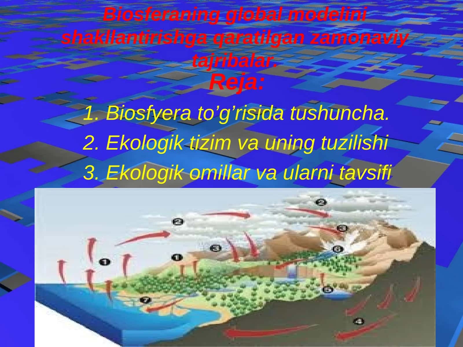 Biosferaning global modelini shakllantirishga qaratilgan zamonaviy tajribalar 1