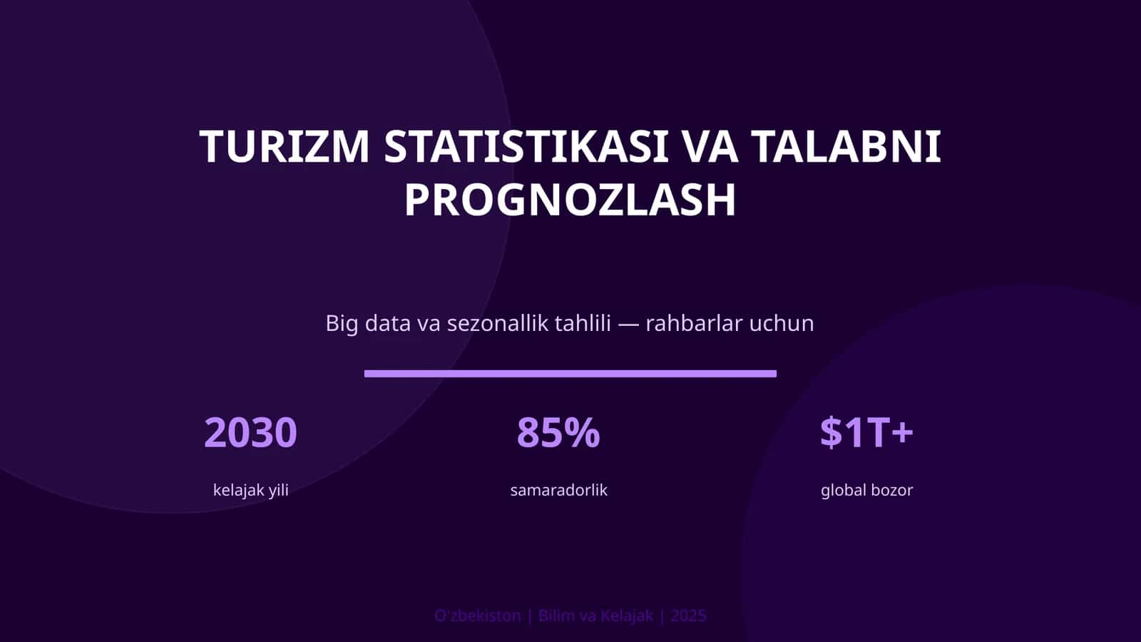 TURIZM STATISTIKASI VA TALABNI PROGNOZLASH 1