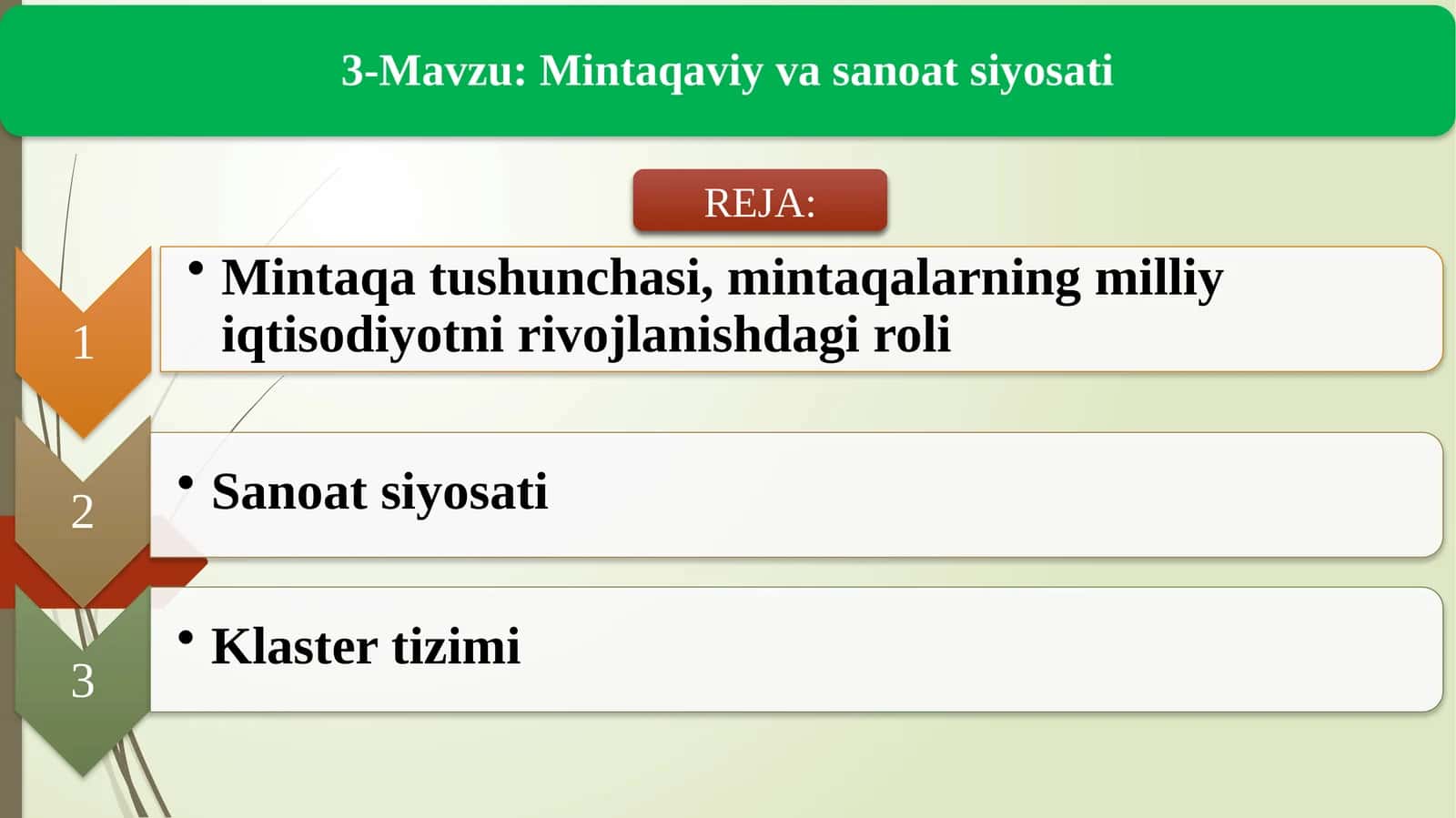 Mintaqa tushunchasi, mintaqalarning milliy iqtisodiyotni rivojlanishdagi roli 1