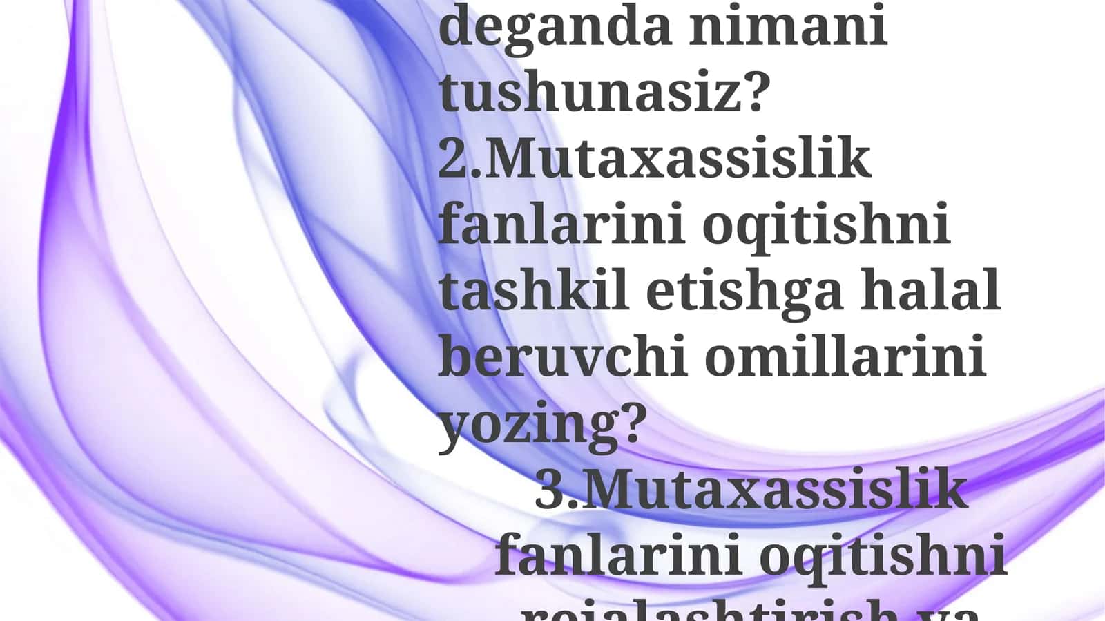 Mutaxassislik Fanlarini O'qitish Rejasi 1