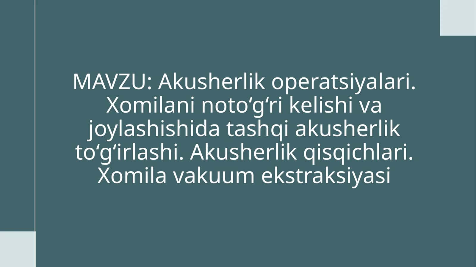 Akusherlik Operatsiyalari 1