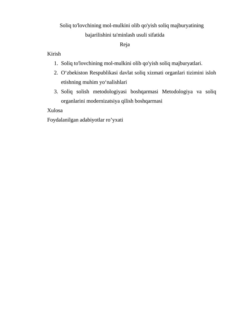 Soliq majburyatlari va soliq yukini izchillik bilan kamaytirish tizimi 1