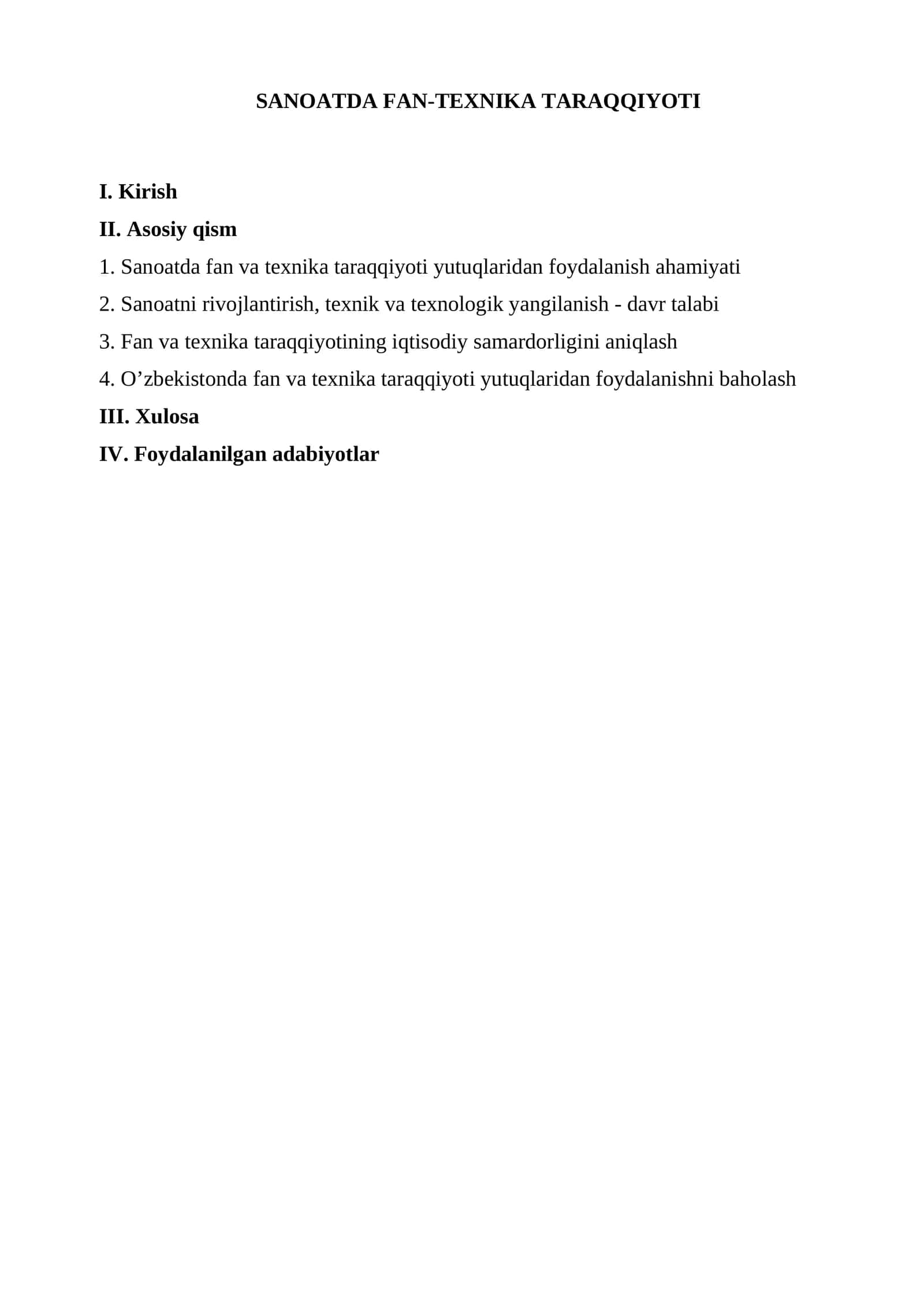 SANOATDA FAN-TEXNIKA TARAQQIYOTI 1